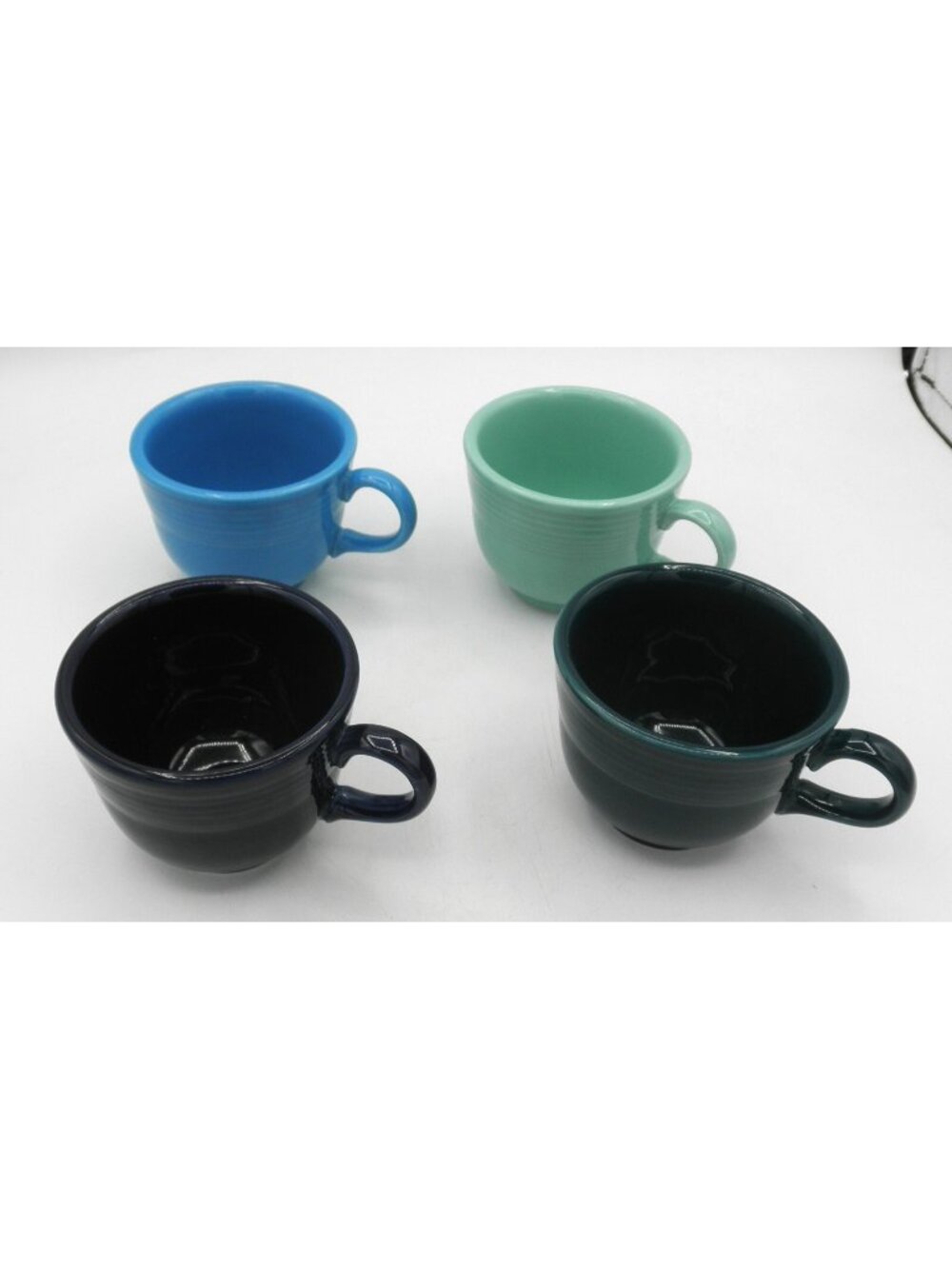 Fiesta Flat Cups Set of 4 Assorted Colors Peacock Light Green Juniper Cobalt